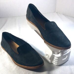 UGG Women’s Vista  Driving Moccasin Scalloped Black Suede Slip On Flat Loafers